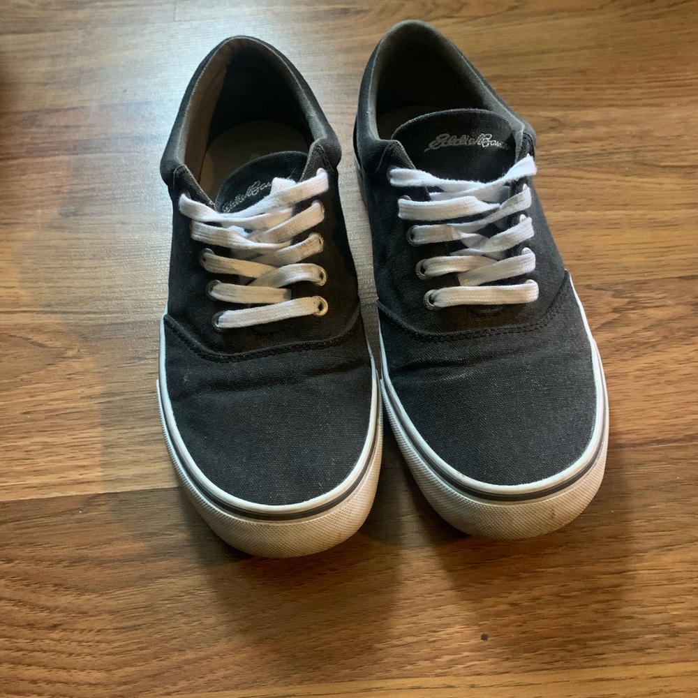 Black Canvas Sneakers with White Laces